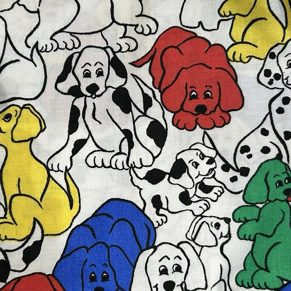 Princess Fabrics Cotton Fabric Remnants Multicolored Dogs Vintage 44
